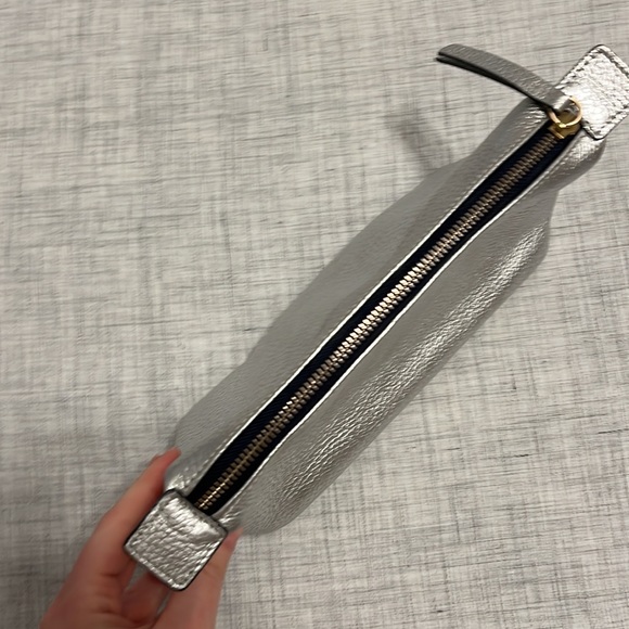 Boden metallic silver leather cosmetics zip pouch - Picture 3 of 12